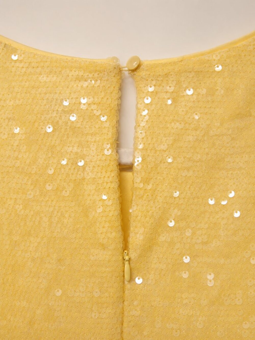 Anne Klein Lemon Yellow Sequin Shift Dress Cocktail Party Glam Size 6 NWT - Picture 6 of 9